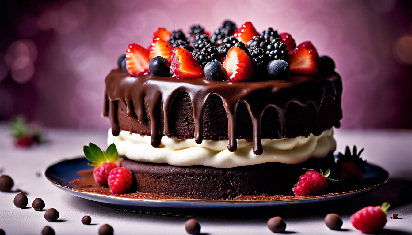 Шоколадный торт с воздушным кремом и ягодами