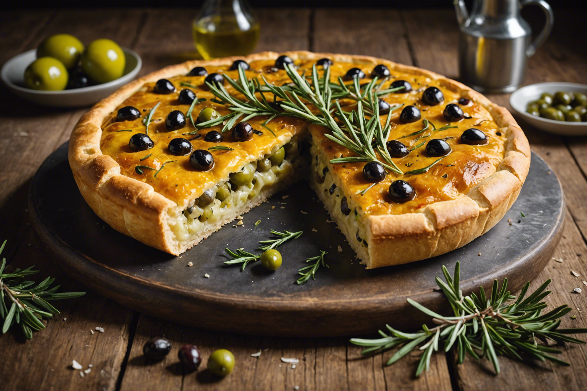 Итальянский фокачча: пирог с оливками и розмарином